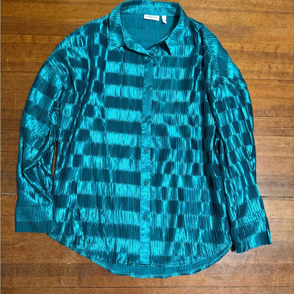 Willow Teal Pleated Shirt